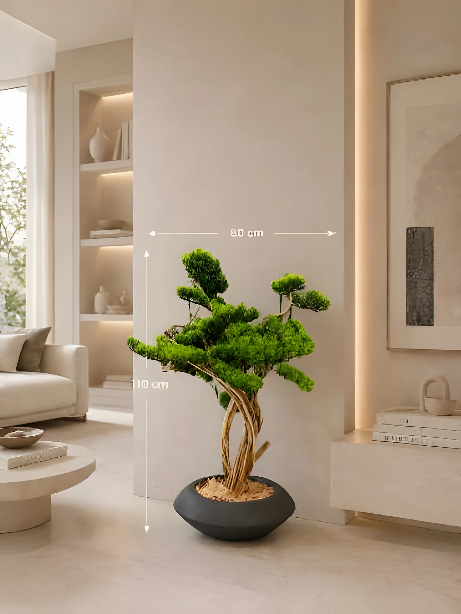 Dekoratif Bonsai Ağacı 75 cm, yeşil yapraklı
