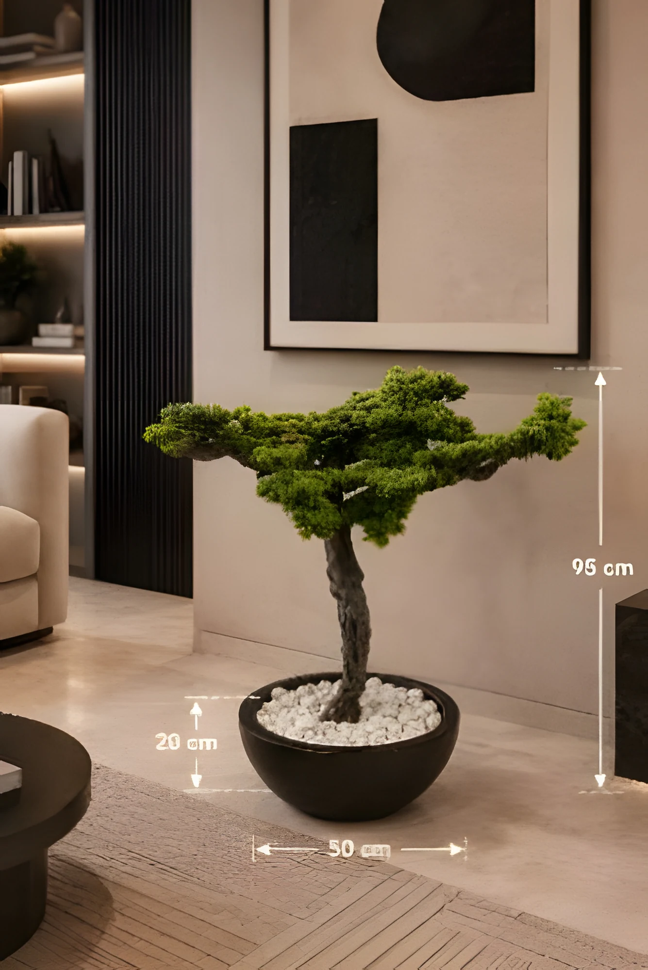 Dekoratif Bonsai Ağacı 75 cm, yeşil yapraklı