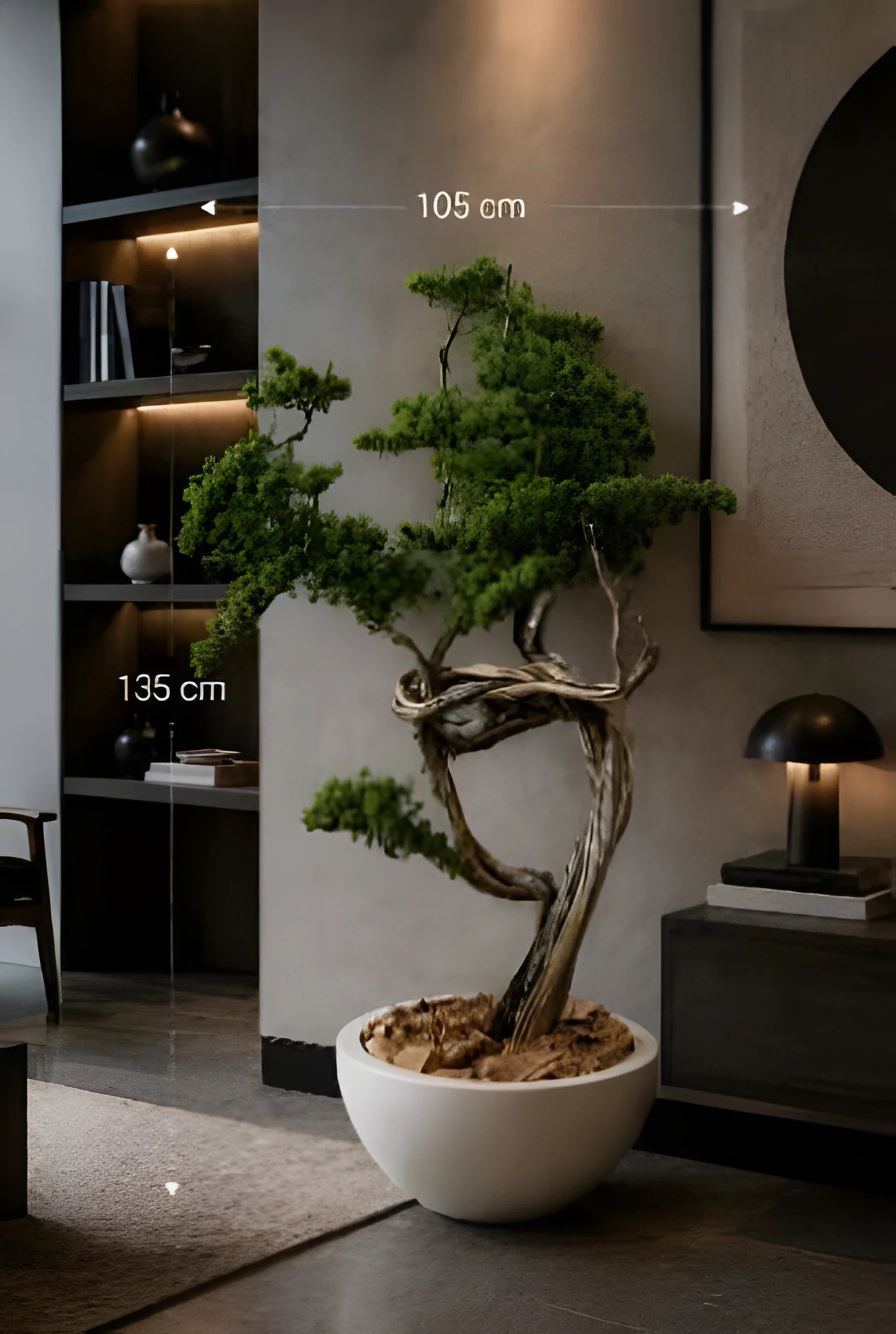 Dekoratif Bonsai Ağacı 135 cm, yeşil yapraklı