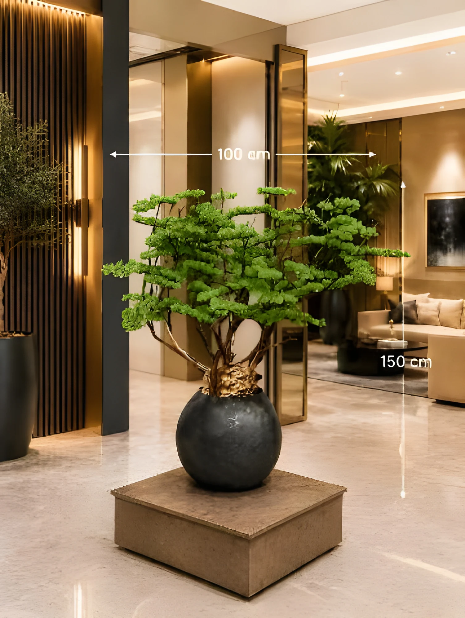 Dekoratif Bonsai Ağacı 150 cm, yeşil yapraklı