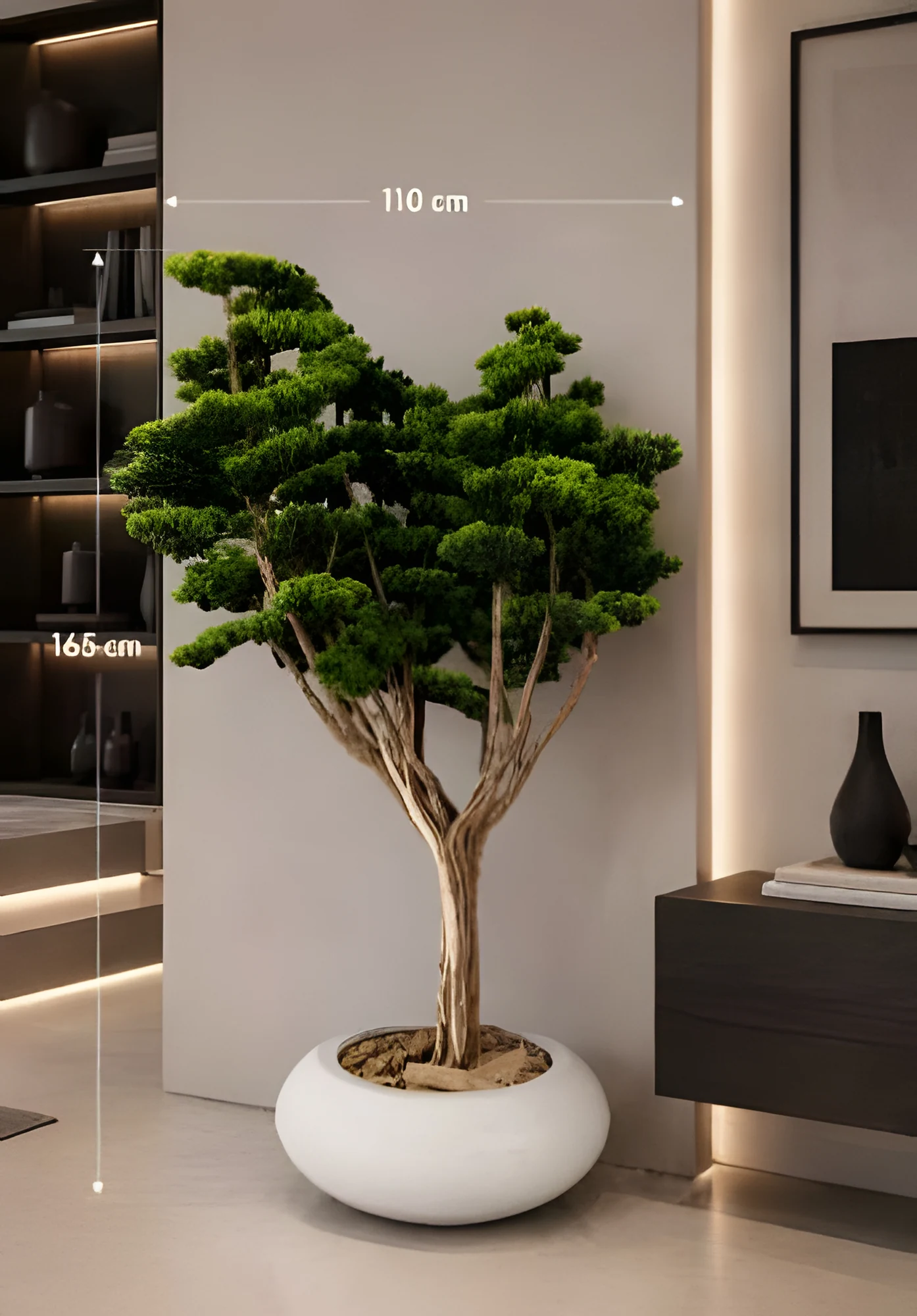 Dekoratif Bonsai Ağacı 165 cm, yeşil yapraklı