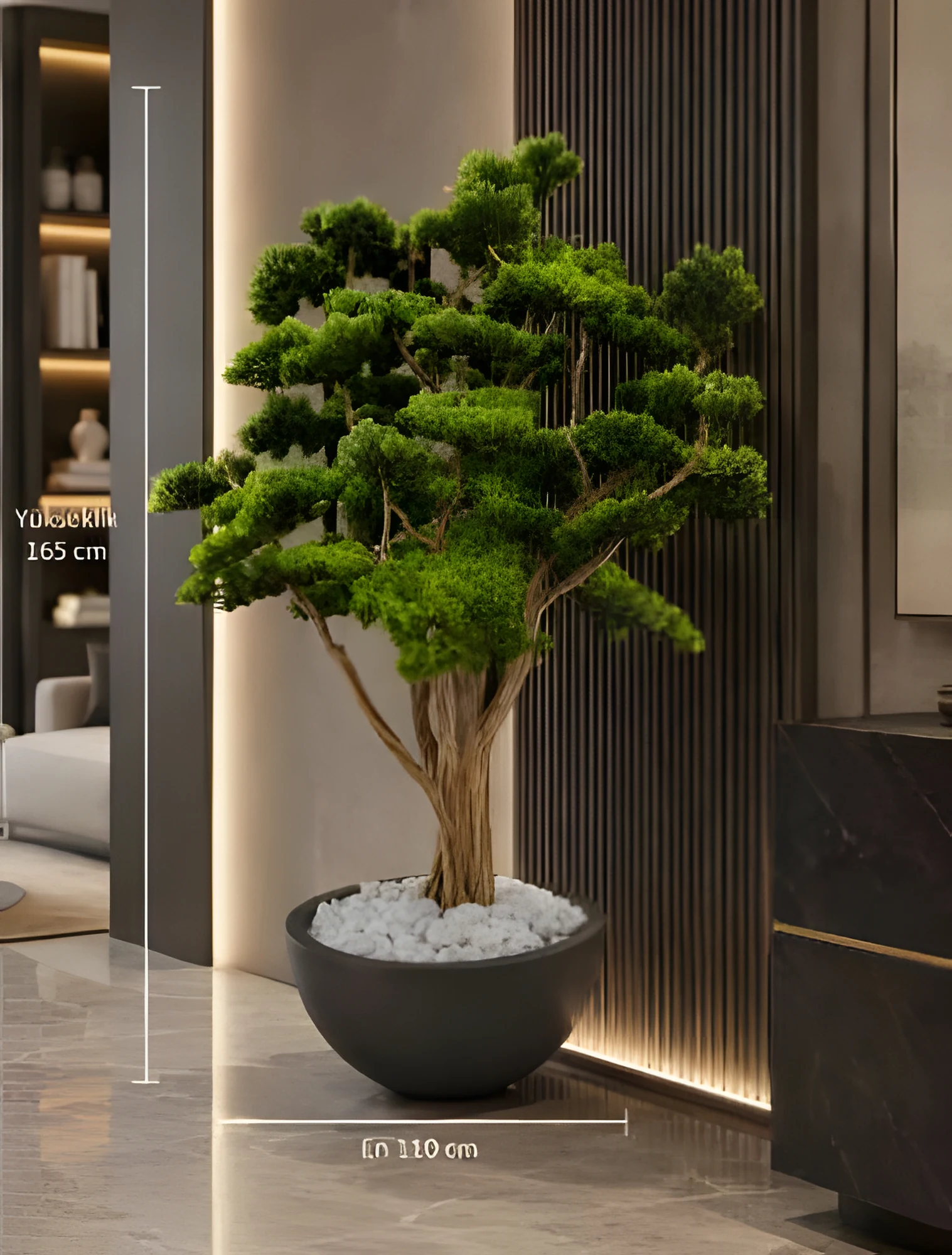 Dekoratif Bonsai Ağacı 165 cm, yeşil yapraklı