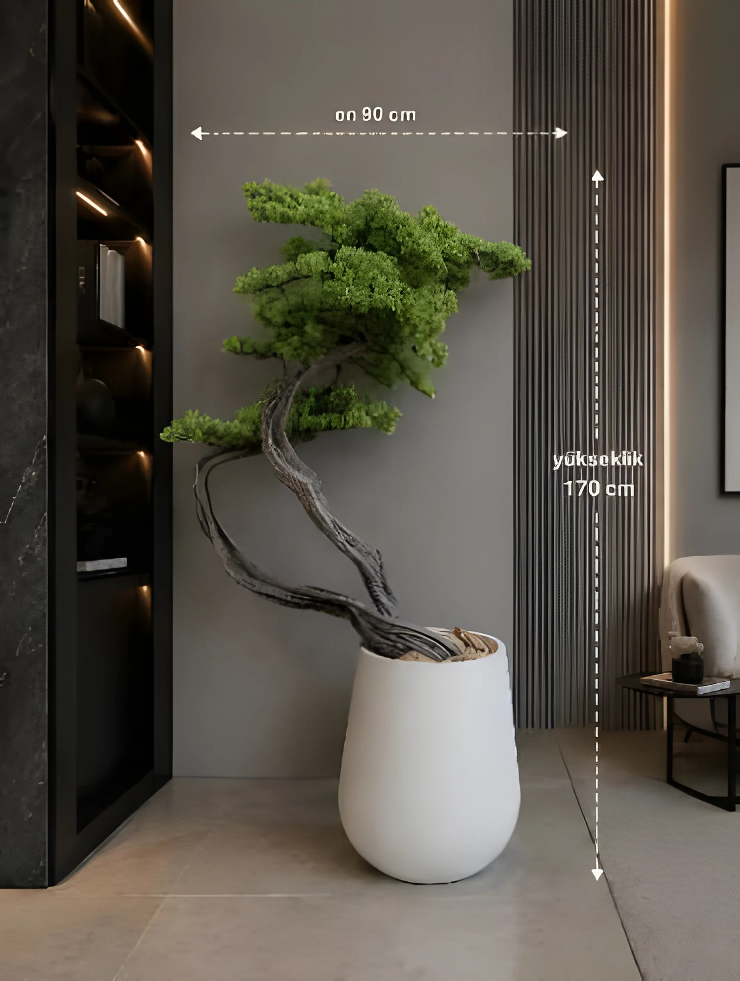 Dekoratif Bonsai Ağacı 170 cm, yeşil yapraklı