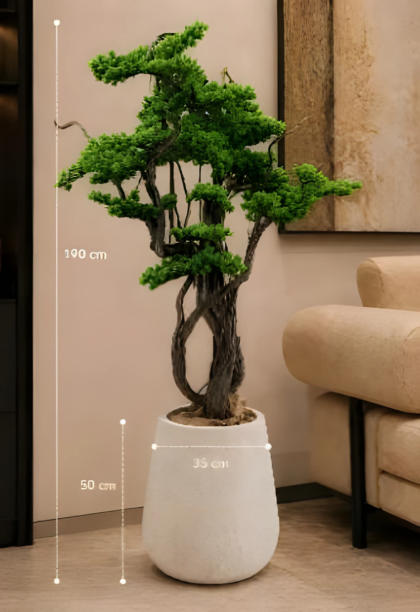 Dekoratif Bonsai Ağacı 190 cm, yeşil yapraklı